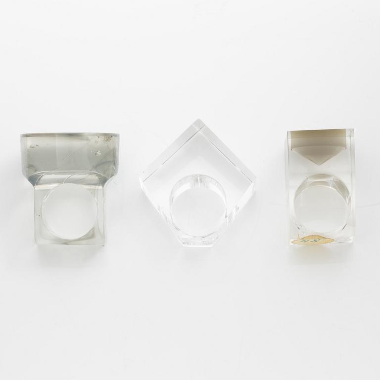 Siv Lagerström, three acrylic rings, 1970s.