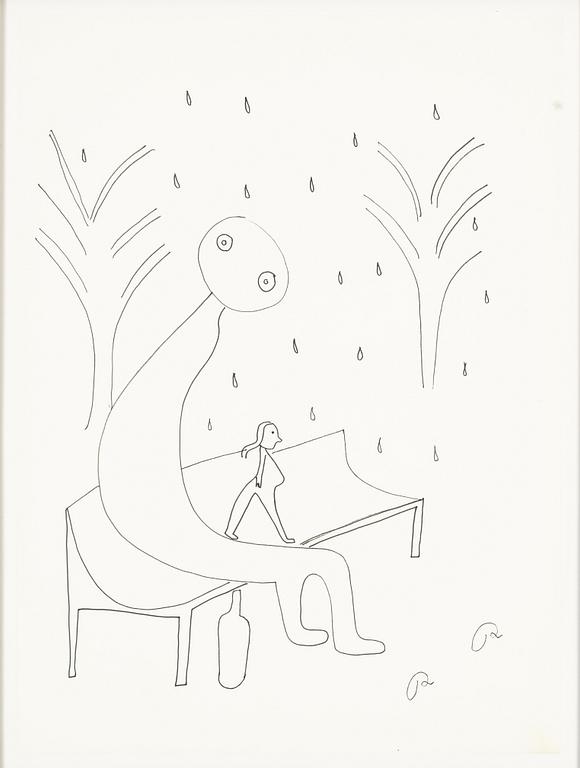 Roger Risberg, indian ink drawing, signed. Executed in 2008.