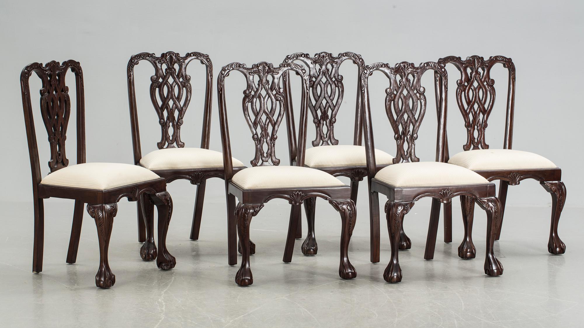 MATGRUPP, 9 delar, Chippendalestil, 1900-talets slut.