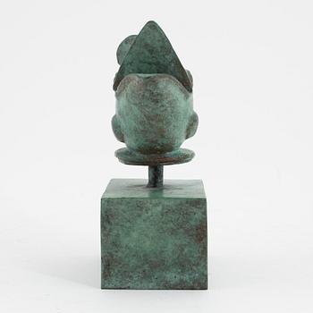 Carl Milles, efter, skulptur, grönpatinerad brons, "Fisken".