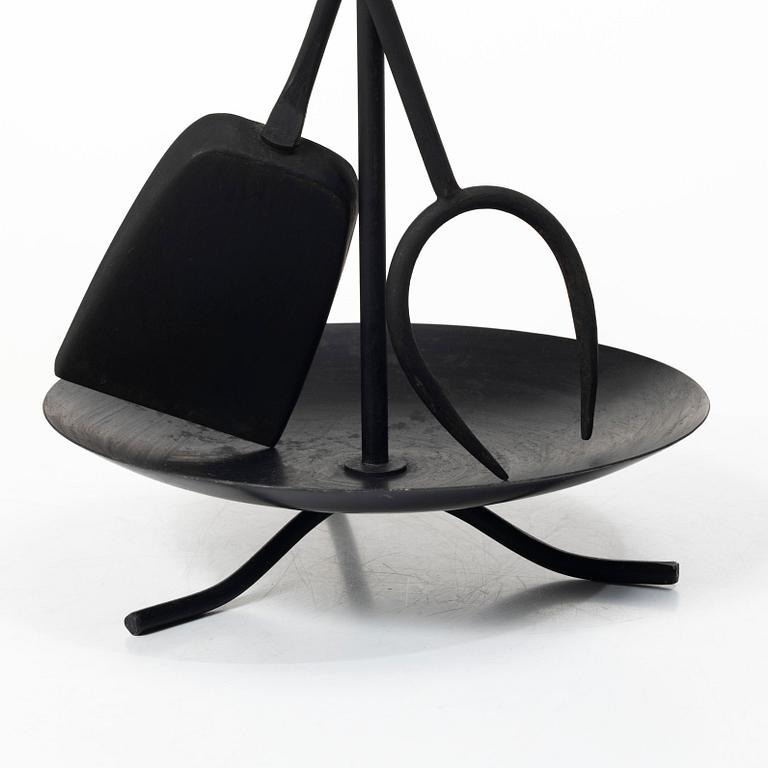 Gunnar Ander, Fire utensils on a stand, Ystad Metall, second half of the 20th century.