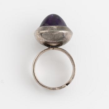 Arvo Saarela, ring and bracelet, silver and amethysts.