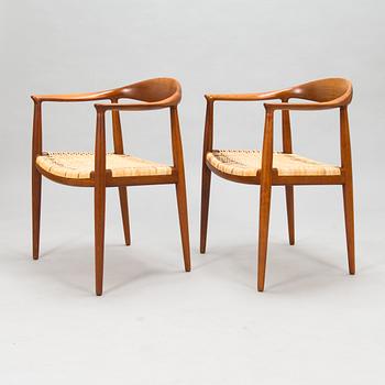 Hans J Wegner, Six 1950s armchairs, "The Round Chair", Johannes Hansen, Denmark.