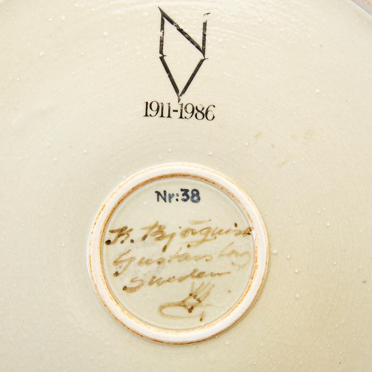 Karin Björquist, two plates Gustavsberg  studio Sweden 1986. Signed.