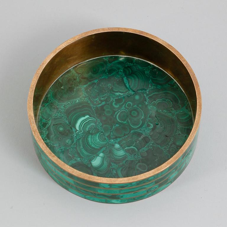 SKÅL, mässing och malakit, 1900-talets mitt.