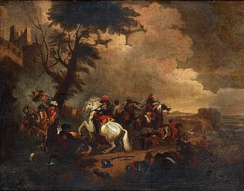 373. Jacques Courtois kallad Le Bourguignon Hans krets, Kavalleribatalj.