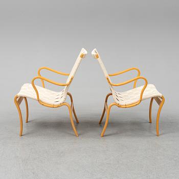 BRUNO MATHSSON, a pair of 'Mina' armchairs from Bruno Mathsson International, Värnamo, 1997.