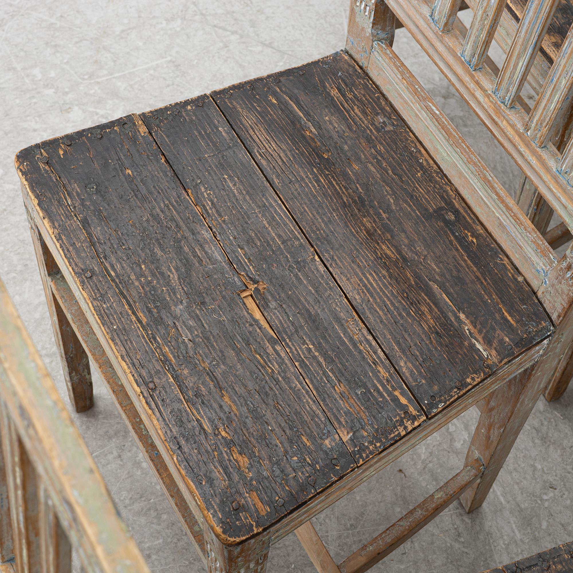 Chairs, 6, folk art. 19th century.