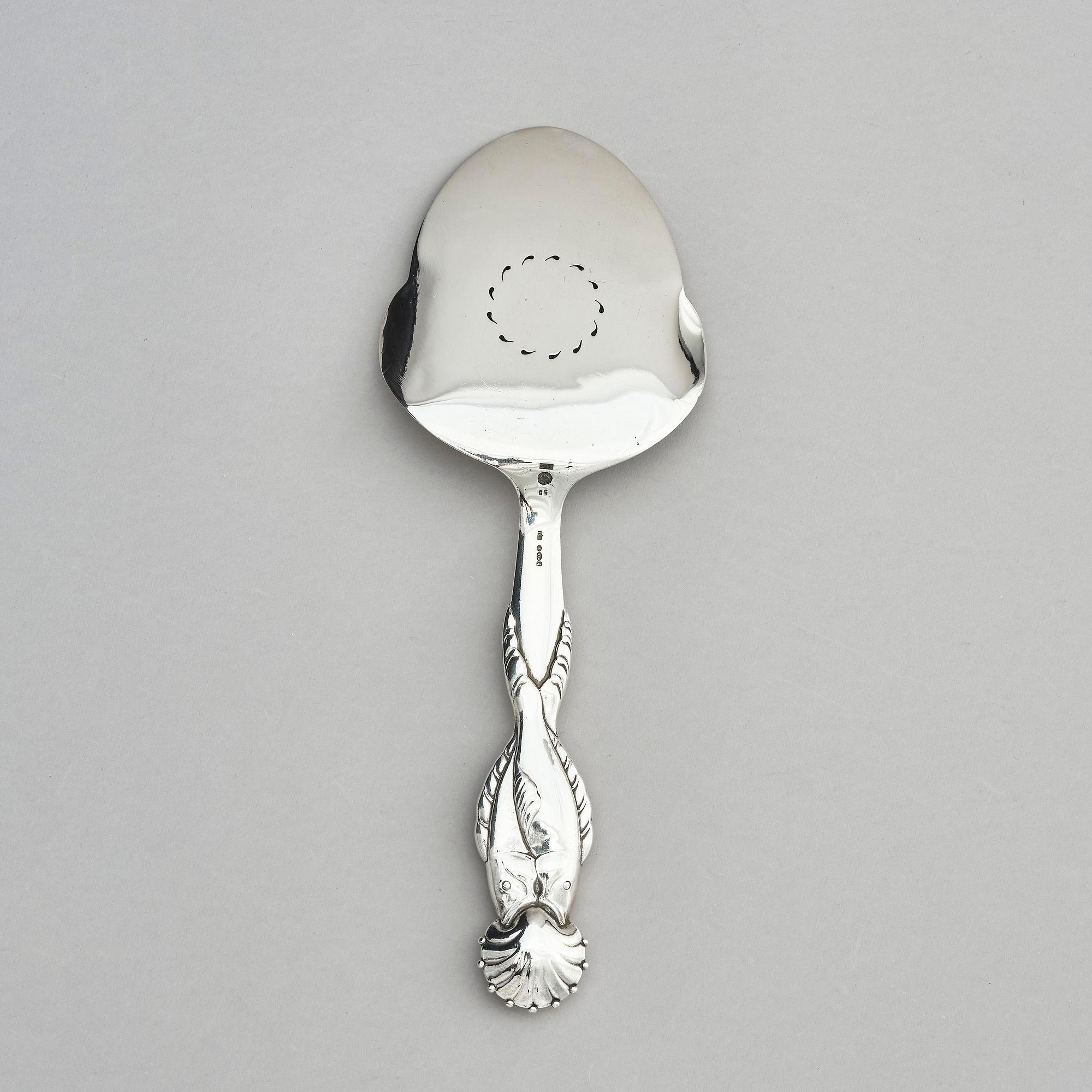 Georg Jensen, a sterling silver fish server, design no 55, Copenhagen 1919-1927.