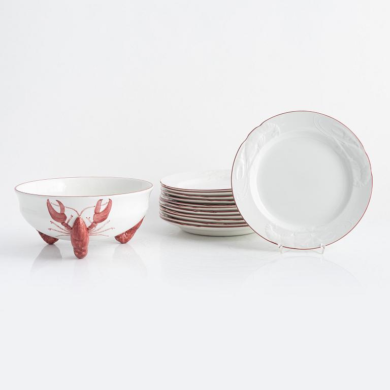 Alf Wallander, crayfish service, 13 pieces, porcelain, Rörstrand.