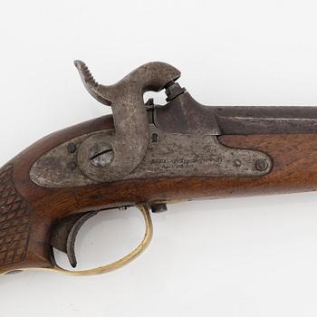 A Swedish rifled percussion pistol 1850 pattern.