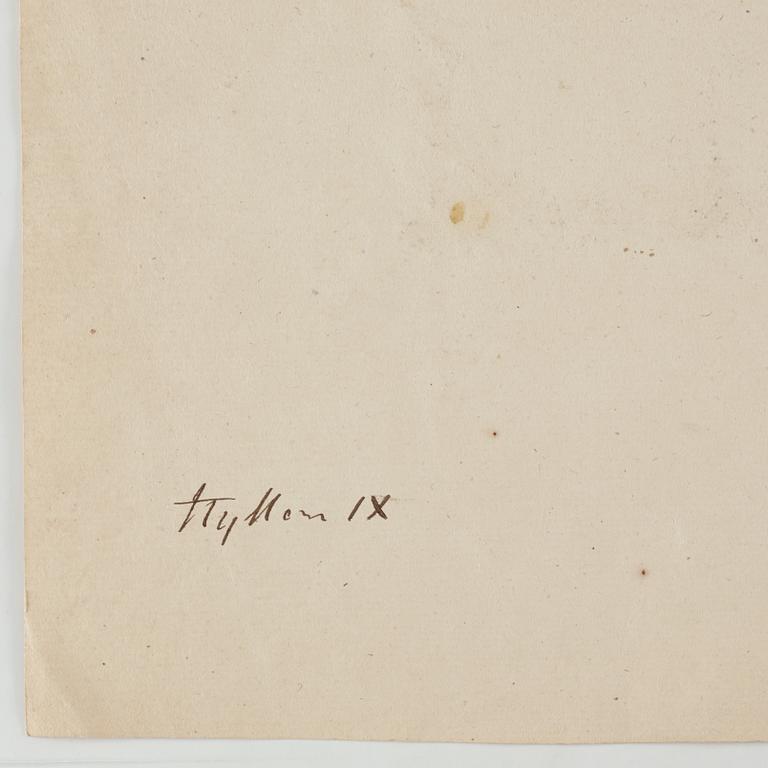 MARTEN DE VOS, hans krets. Osignerad. Bild 24 x 17,5 cm (Uppklistrad på papper 47,5 x 35 cm).