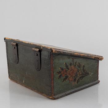 A Swedish polychrome-painted writing box, dated 1788.