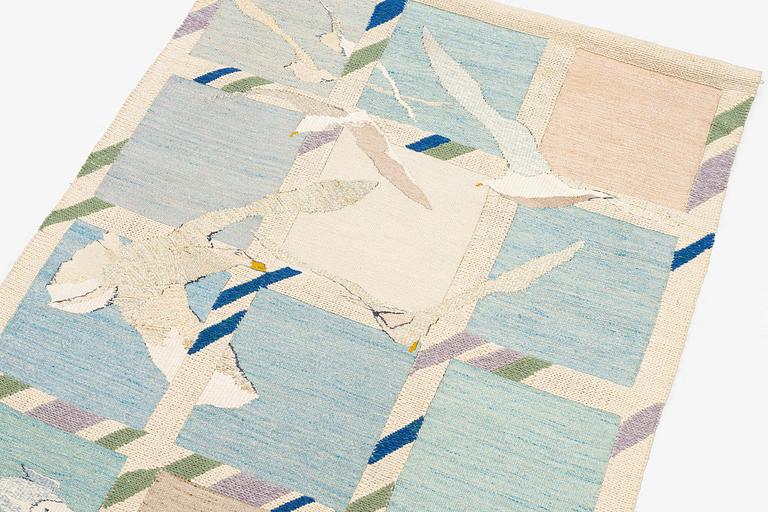 Cecilia Andersson, a tapestry, 'Att fångas i flykten', flat weave, c. 150 x 112 cm, signed CA.