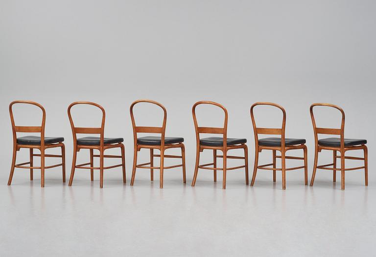 Vilhelm Lauritzen, a set of 6 'Radiohus' chairs, Fritz Hansen,  Denmark, 1940s.