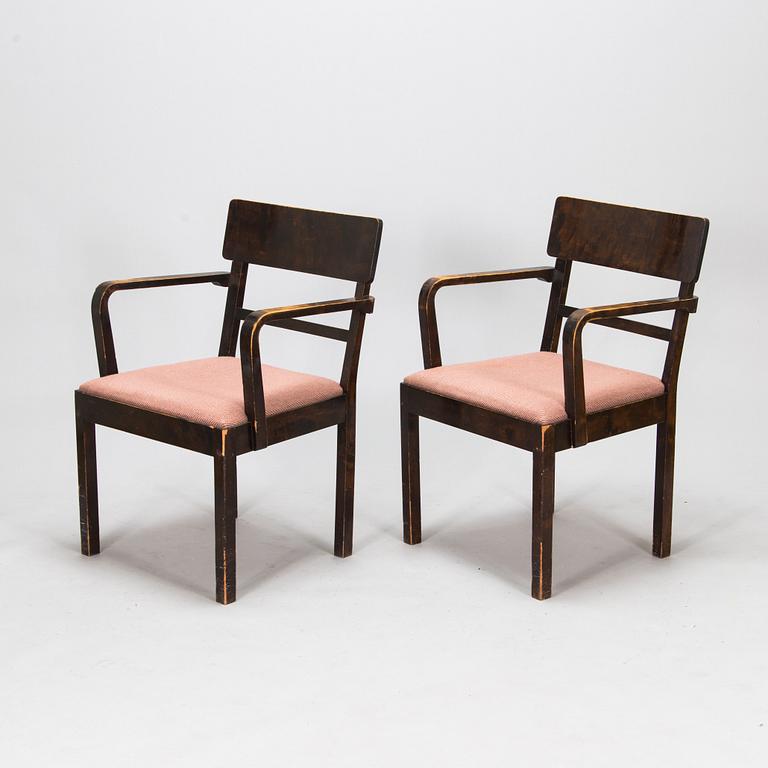 A set of six 1930's armchairs.