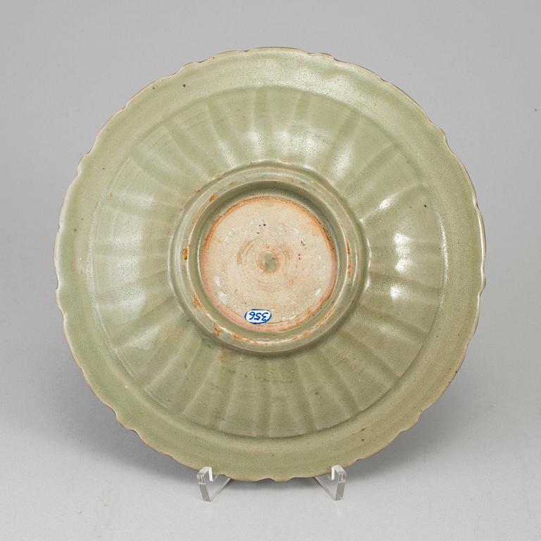 A celadon glazed dish, Ming dynasty (1368-1644).