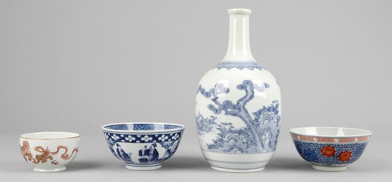 PARTI PORSLIN, 4 delar, Kina, bla Kangxi-stil, 1900/2000-tal.
