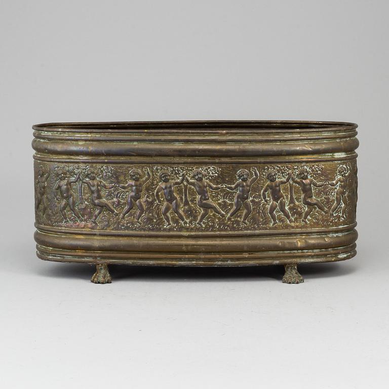 A 19th century brass jardiniere.