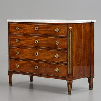 A late Gustavian mahogany commode, Stockholm, late 18th century.