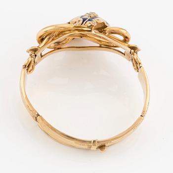 Armband 18K guld med emaljdetaljer och gammalslipade diamanter, 1800-tal.