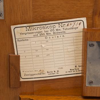 A microscope, signed E. Leitz, Wetzlar, marked and dated label Nr. 64739, 1902.