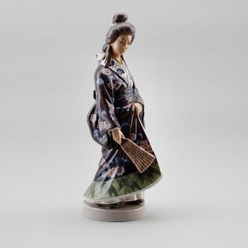 FIGUR, porslin, geisha, Dahl Jensen, Danmark.