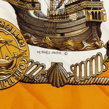 Hermès, two scarves "Nefs d'Or" and "Etriers".