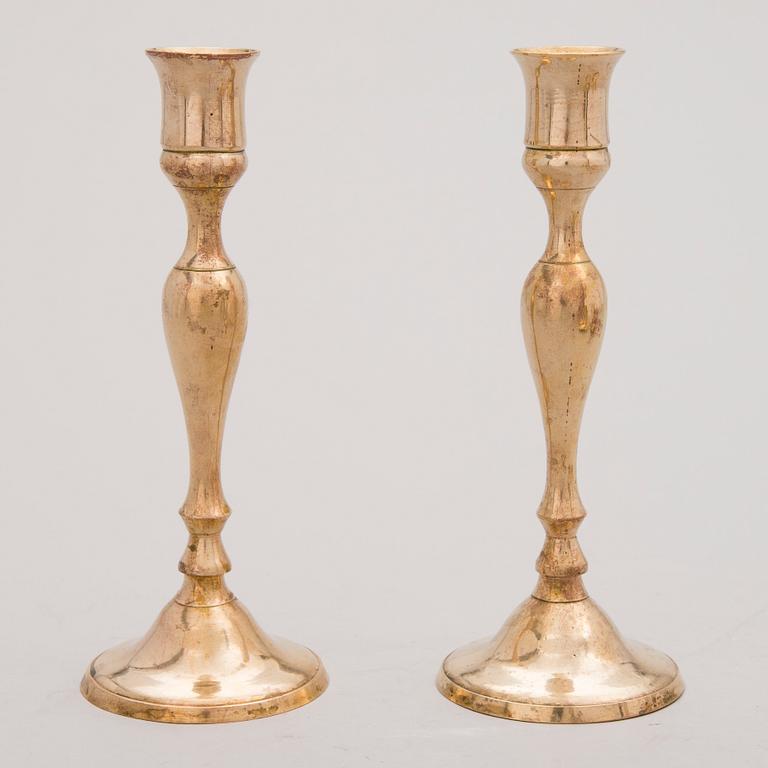 CANDLEHOLDERS, 9 pcs, different, brass and metal.