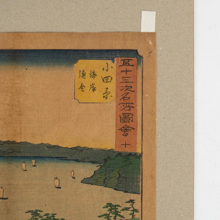 Ando Utagawa Hiroshige, färgträsnitt, 2 st, Japan, 1855.