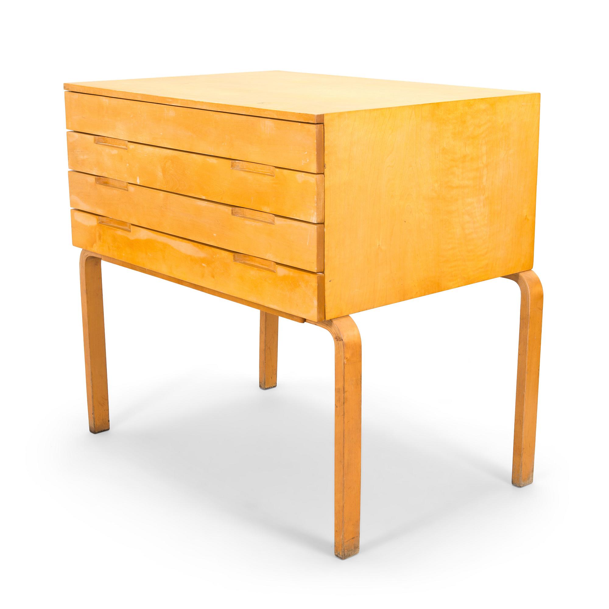 A mid 20th century architect file cabinet by Artek's Drawing office manufacturer O.Y. Huonekalu- ja Rakennustyötehdas AB.