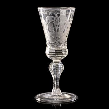 229. A cut and engraved Saxon goblet, 18th Century.