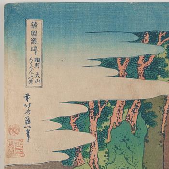 Katsushika Hokusai, A Japanese colour woodblock print by Katsushika Hokusai (1760-1849), 'Rōben Waterfall at Ōyama in Sagami Province'.