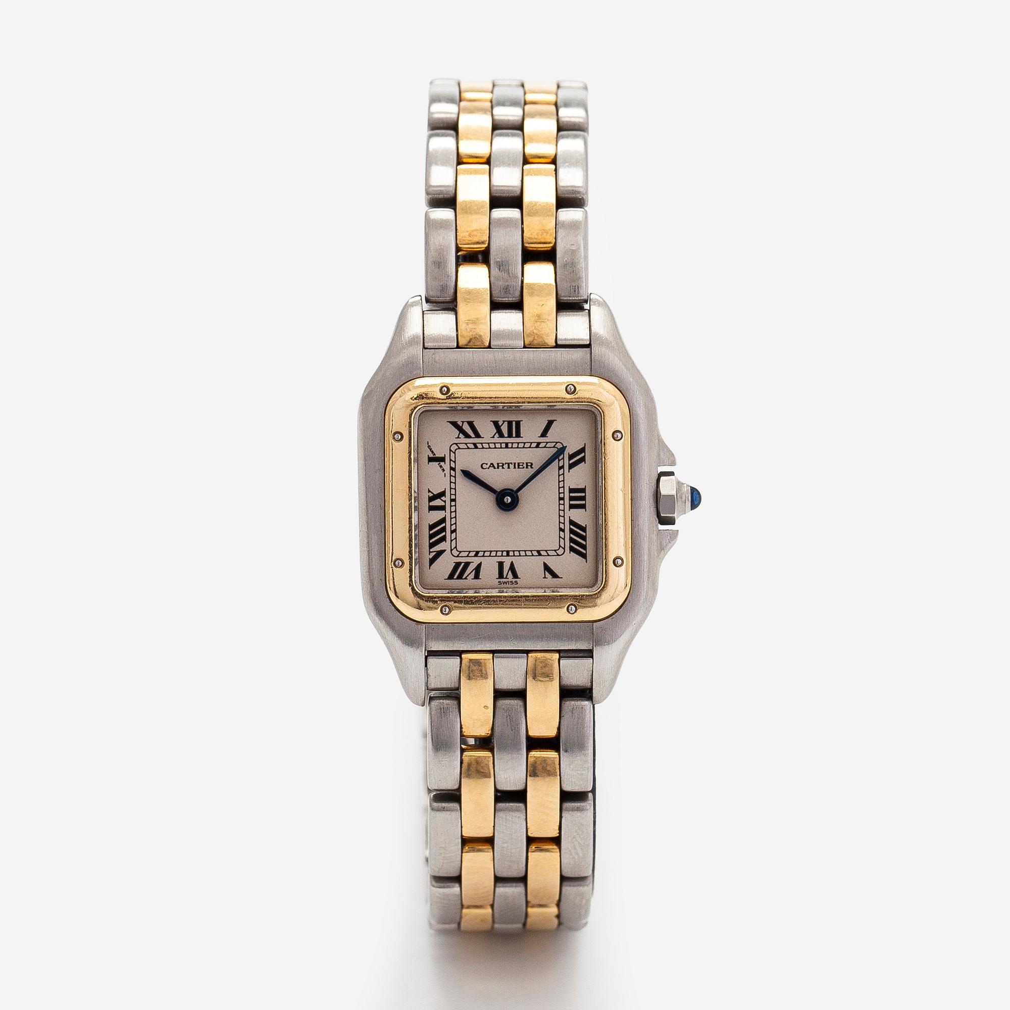 Cartier, ”Panthère”, rannekello, 21 x 21 mm, kultaa/terästä, kvartsi.