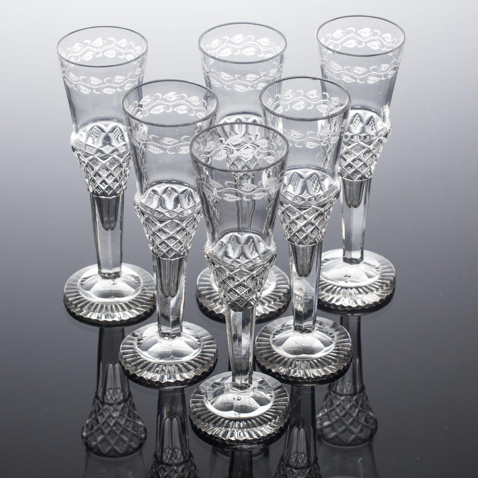 CHAMPAGNEGLAS, 6 st, 1900-talets början.