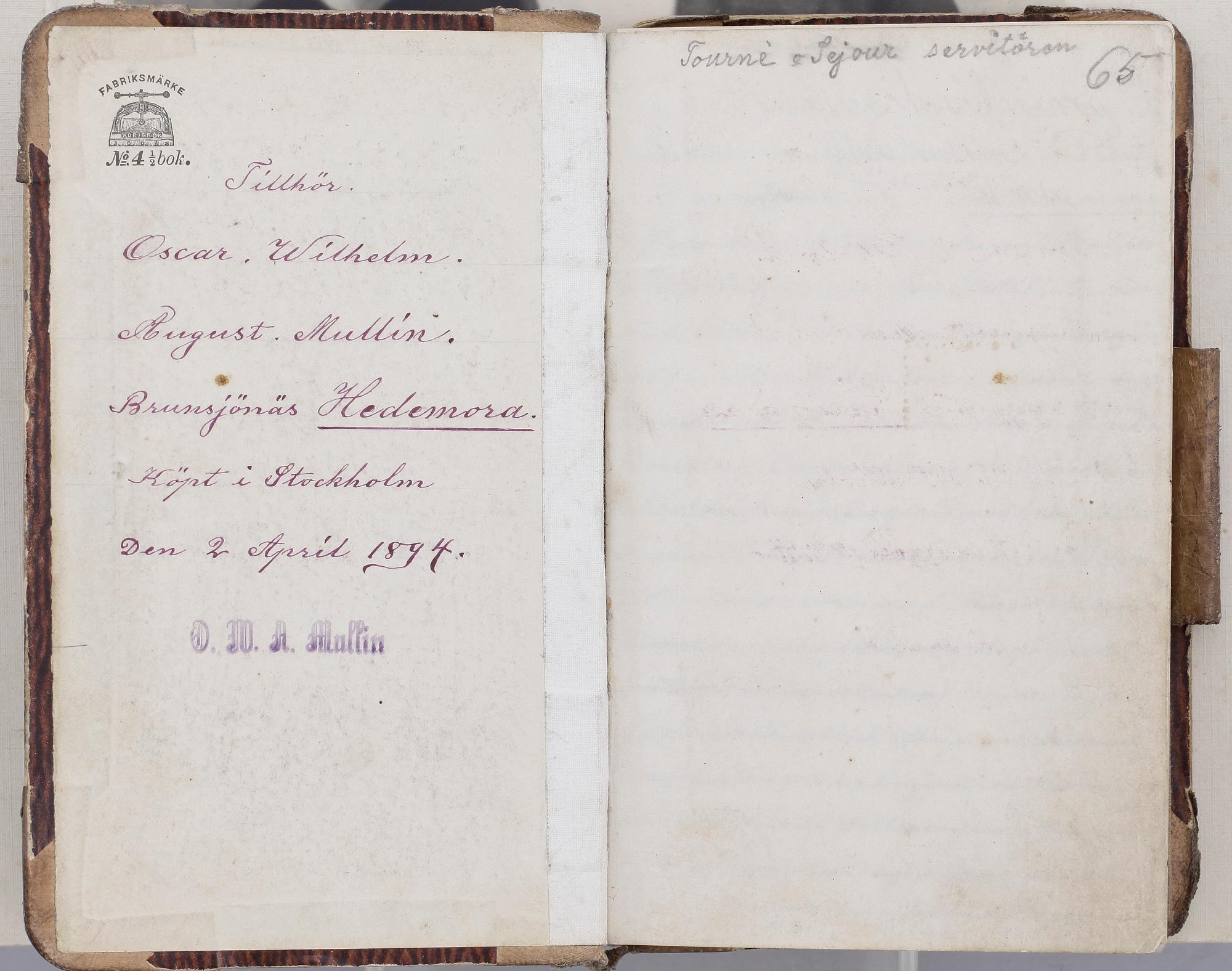 KUNGLIG LOGGBOK, med fotografi. 1800-talets slut.