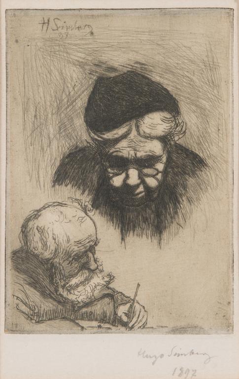 Hugo Simberg, linjeetsning och torrnål, plåtsignerad samt signerad och daterad 1897 med blyerts.