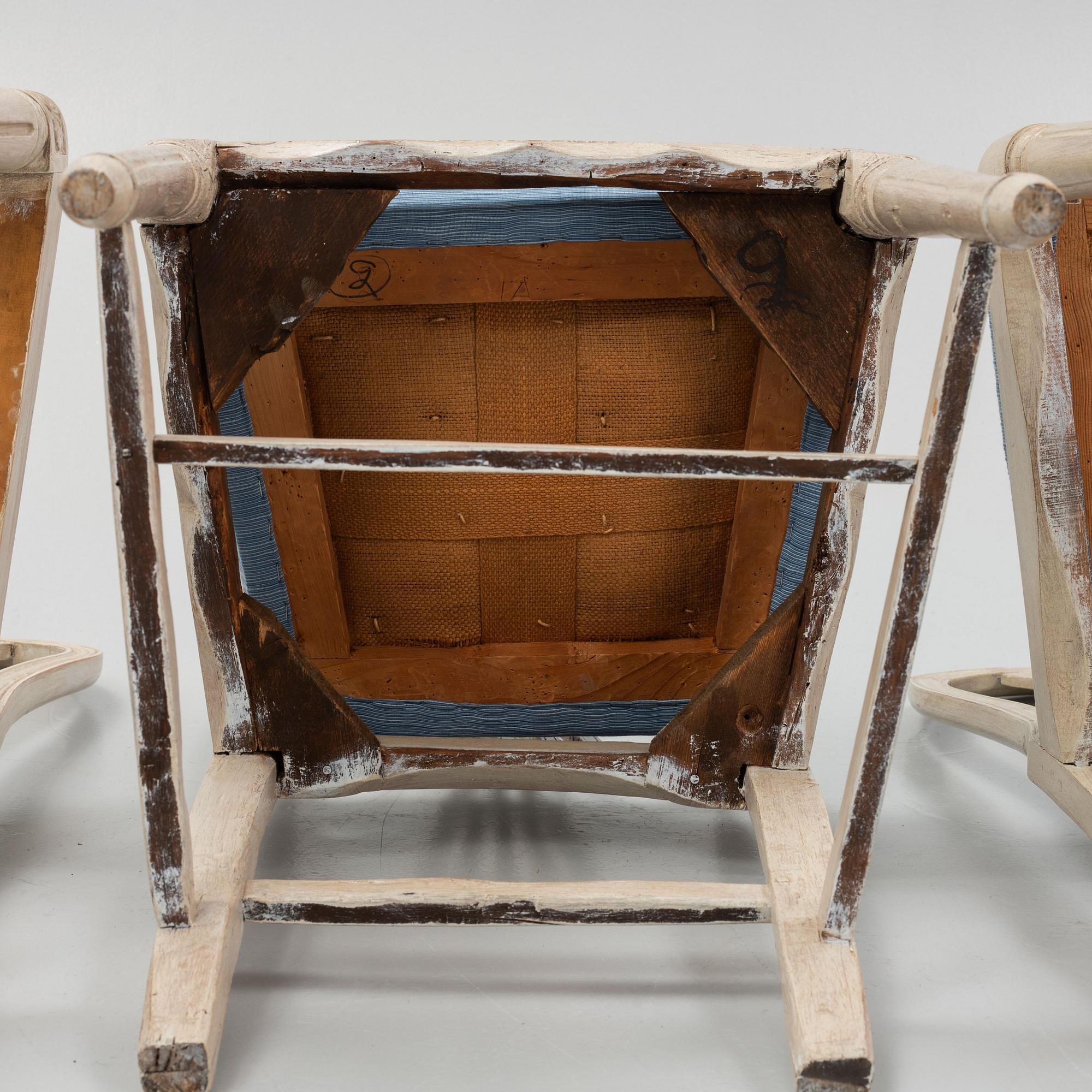 Stolar, elva stycken, Gustavianska samt Gustaviansk stil, 1700-talets slut — sent 1900-tal.