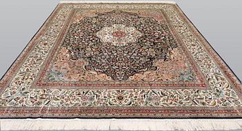 A carpet, Figural oriental  Silk, ca 306 x 240 cm.