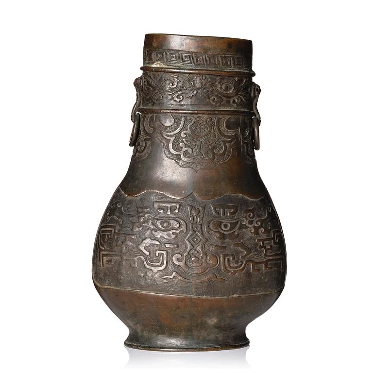 A archaistic bronze vase, Ming dynasty (1368-1644).