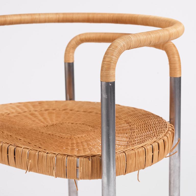 Poul Kjaerholm, a steel and rattan 'PK12' chair, E Kold Christensen, Denmark, early 1960s.