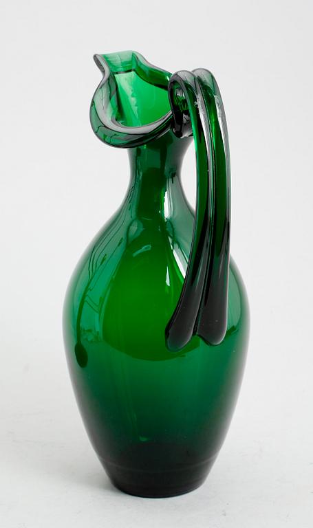 An Edward Hald emerald green glass wine-pitcher, Sandvik/Orrefors ca 1929.