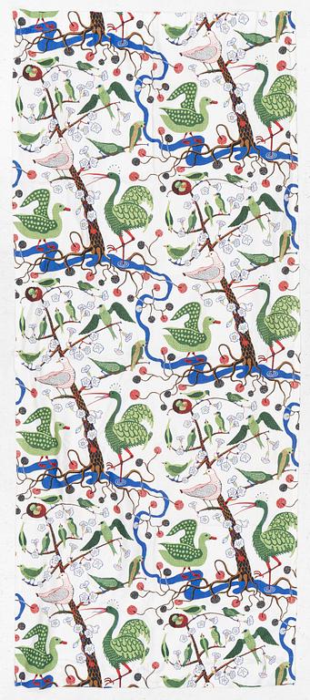 Josef Frank, a 'Gröna fåglar' curtain, Firma Svenskt Tenn.