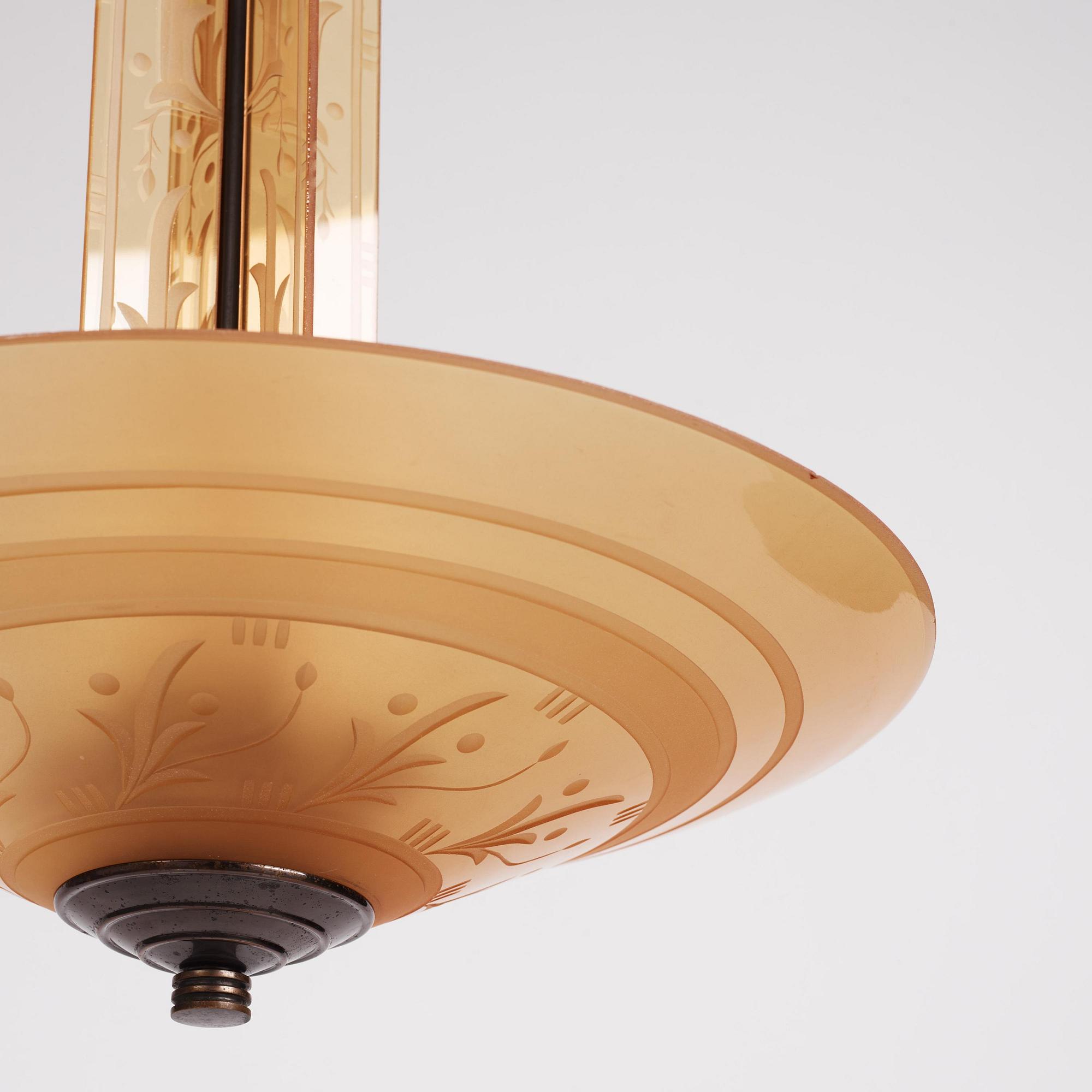 Edward Hald, a ceiling lamp model "HD 615", Orrefors, 1930s.