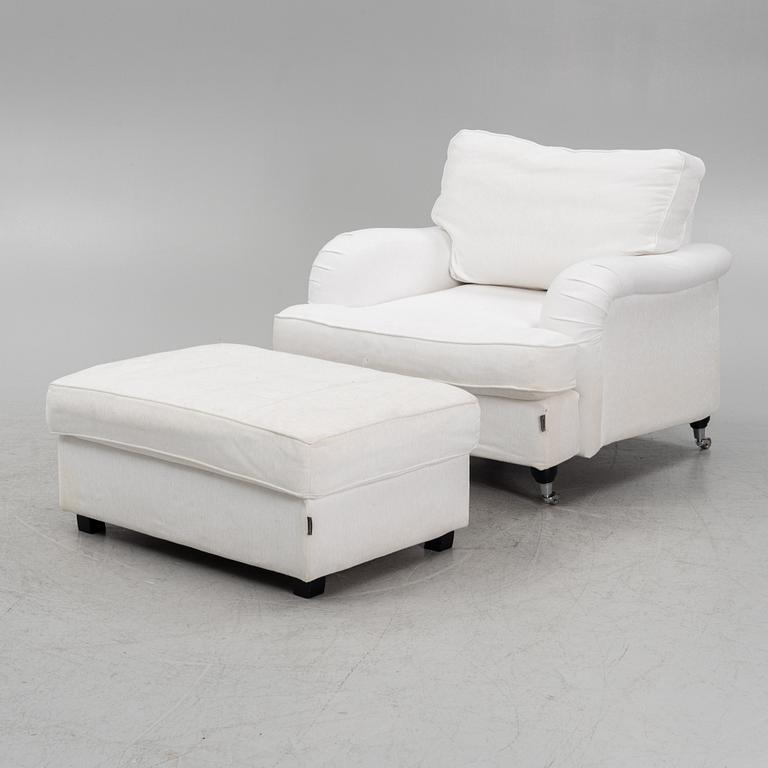 An armchair with a foot stool, Furninova, 21st Century.