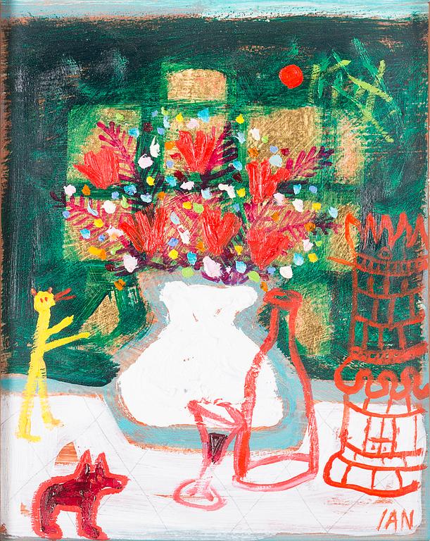 IAN RUSTH, mixed media on panel, signed and dated à tergo -16 cm.