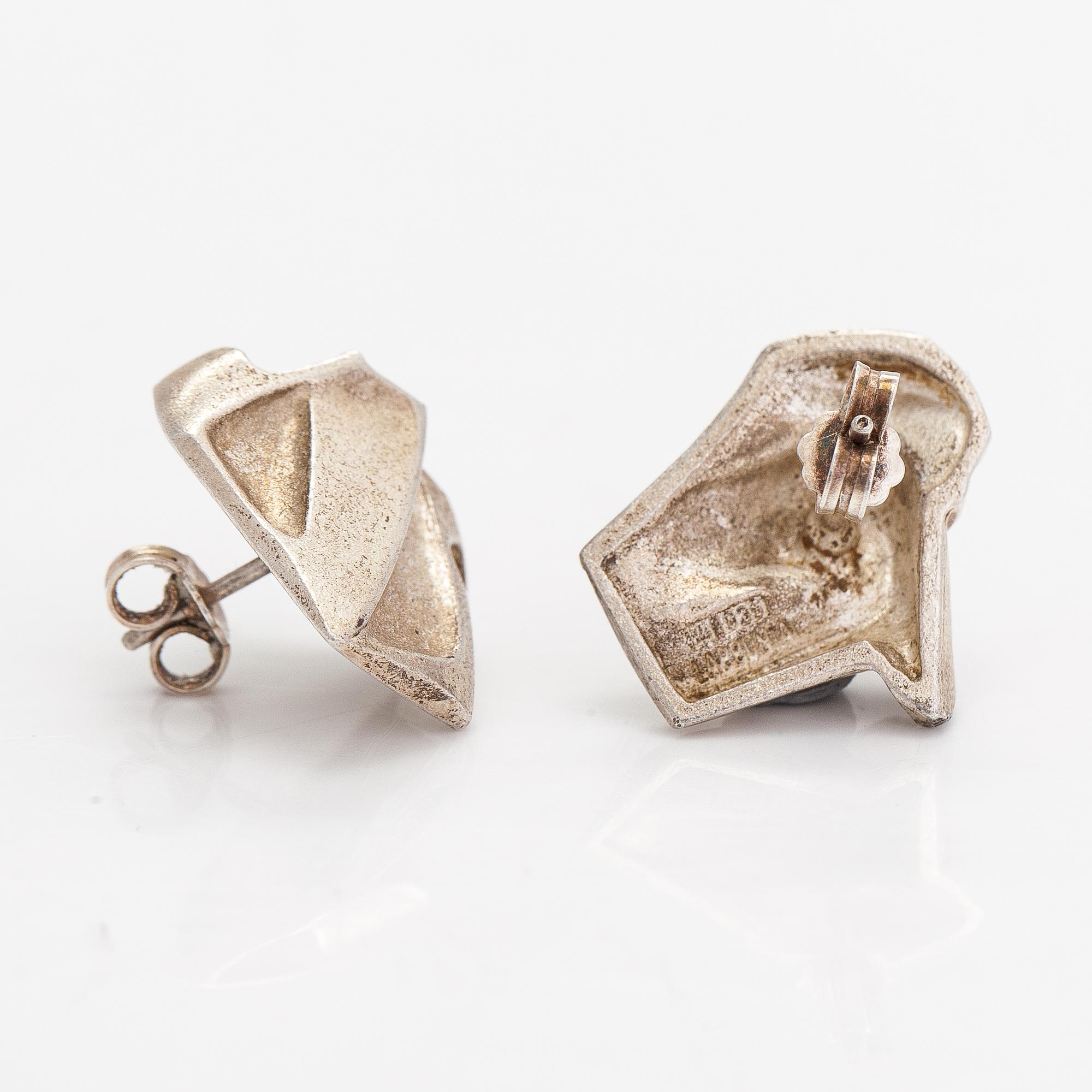 Lapponia, A sterling silver ring, a pair of earrings and a tie pin.