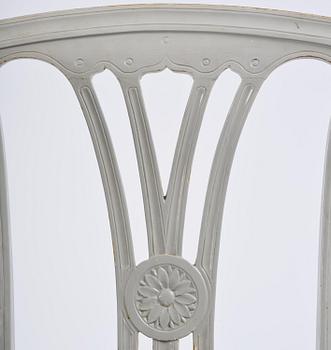 A set of six Gustavian chairs, Stockholm, late 18th century.