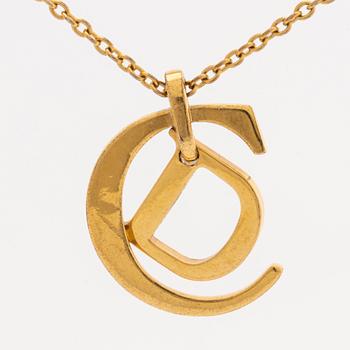 DIOR, PENDANT with CHAIN, metal, length approx 50 cm, pendant approx 3,5 x 3 cm.