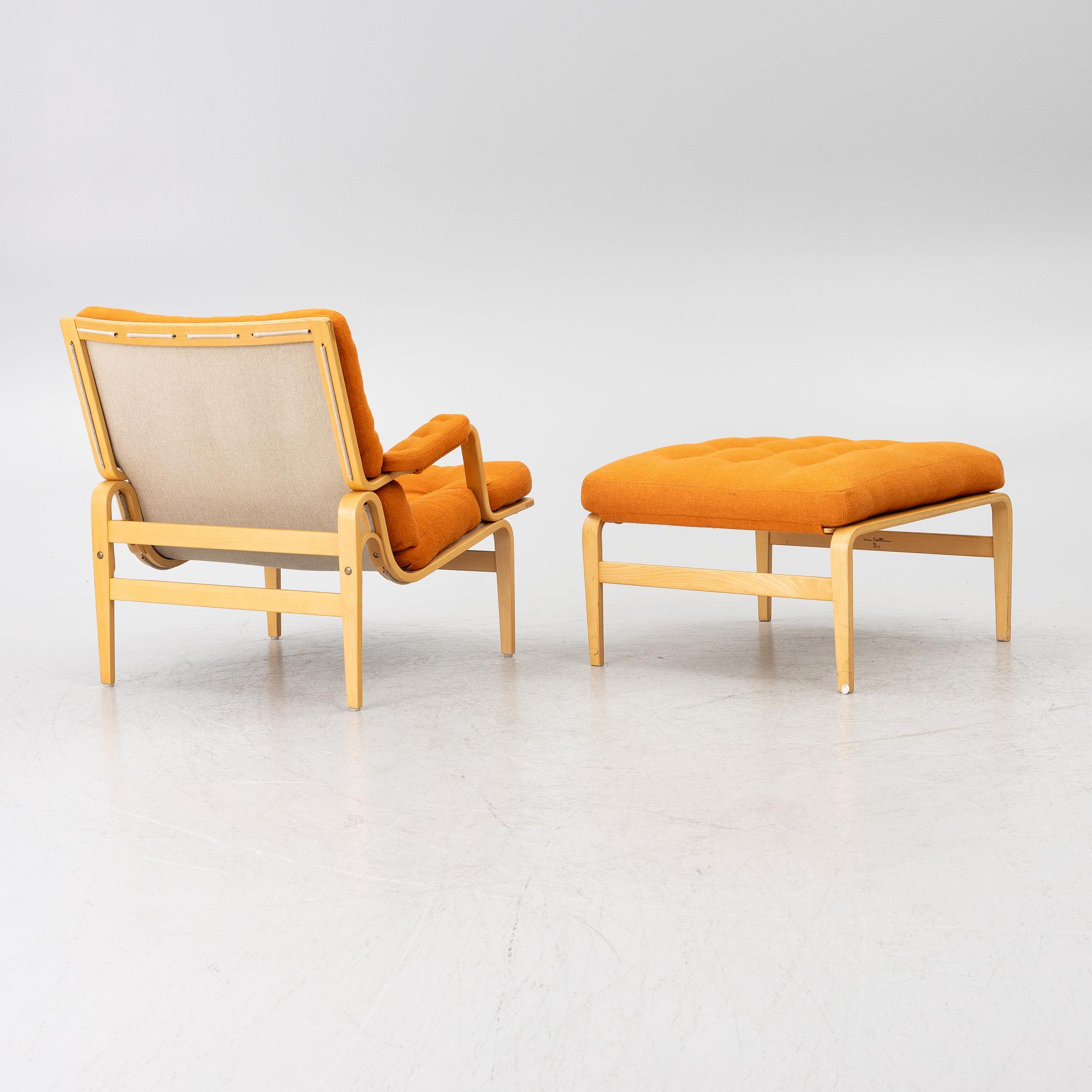 Bruno Mathsson, an 'Ingrid' armchair with ottoman, Dux.